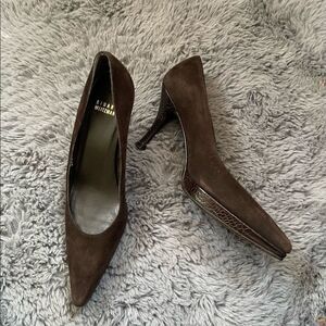 Stuart weitzman‎ brown suede pointed toe heels